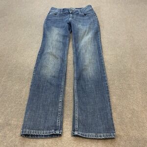 Wrangler Jeans Women's Size 1x32 Straight Leg Blue whisker wash Stretch denim